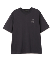 ネコ 半袖Tシャツ (VS0026) チャコール/ホワイト