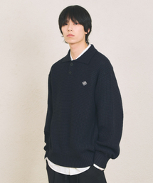 WAFFLE COLLAR KNIT [NAVY]