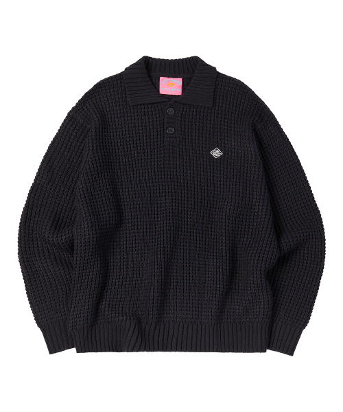 COMONINOZ（コモニノズ）の「WAFFLE COLLAR KNIT [NAVY]（ニット/セーター・メンズ・ネイビー・SMALL/MEDIUM/LARGE）」の2枚目の写真