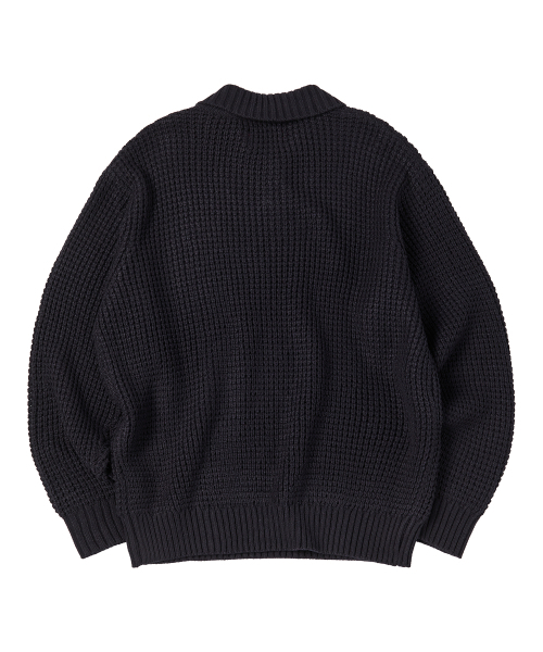 COMONINOZ（コモニノズ）の「WAFFLE COLLAR KNIT [NAVY]（ニット/セーター・メンズ・ネイビー・SMALL/MEDIUM/LARGE）」の3枚目の写真