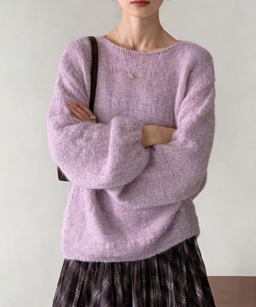 ONEP STAR(ワンピスター)の「バルーンスリーブニットトップス(ニット/セーター・レディース・ダークブラウン/ベージュ/パープル・FREE)」の21枚目の写真
