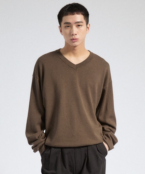 Parts Lab.(パーツラボ)の「【Parts Lab.】Basic Cotton Linen Kint PO / ベーシックコットンリネンニットプルオーバー(ニット/セーター・メンズ・ブラック/ブラウン/オフホワイト・L/M/S)」の3枚目の写真