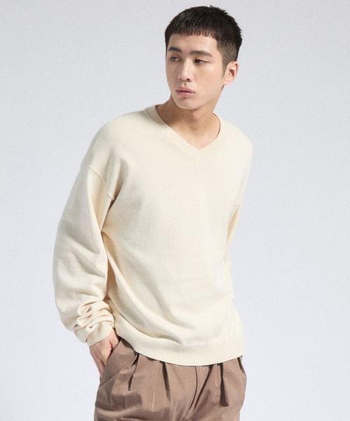 Parts Lab.(パーツラボ)の「【Parts Lab.】Basic Cotton Linen Kint PO / ベーシックコットンリネンニットプルオーバー(ニット/セーター・メンズ・ブラック/ブラウン/オフホワイト・L/M/S)」の2枚目の写真