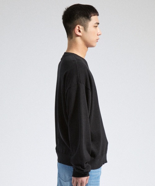 Parts Lab.(パーツラボ)の「【Parts Lab.】Basic Cotton Linen Kint PO / ベーシックコットンリネンニットプルオーバー(ニット/セーター・メンズ・ブラック/ブラウン/オフホワイト・L/M/S)」の5枚目の写真