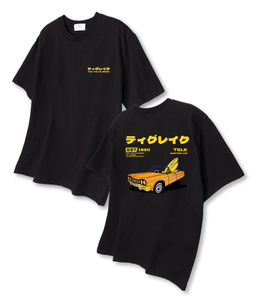 TI.GLAKE(ティーグレイク)の「サーフィンカー オーバーサイズ 半袖Tシャツ ブラック(Tシャツ/カットソー・レディース・その他・LARGE/X-LARGE/XX-LARGE)」の1枚目の写真