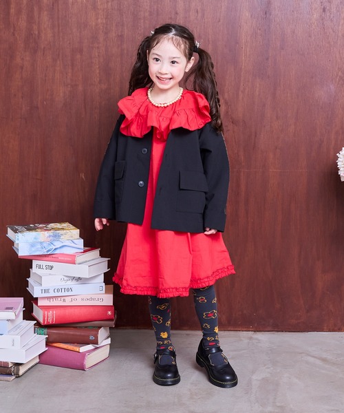 MARKEY'S（マーキーズ）の「ソデラインノーカラージャケット/セットアップ可（ノーカラージャケット・キッズ・ベージュ/ブラック・150/140/130/120/110/100/90）」の9枚目の写真