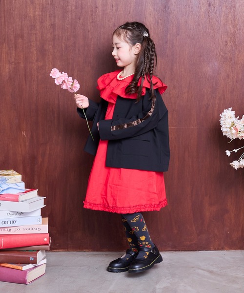 MARKEY'S（マーキーズ）の「ソデラインノーカラージャケット/セットアップ可（ノーカラージャケット・キッズ・ベージュ/ブラック・150/140/130/120/110/100/90）」の10枚目の写真