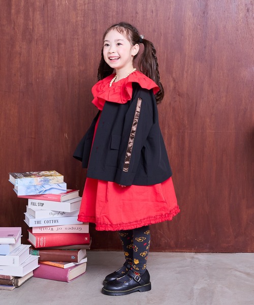 MARKEY'S（マーキーズ）の「ソデラインノーカラージャケット/セットアップ可（ノーカラージャケット・キッズ・ベージュ/ブラック・150/140/130/120/110/100/90）」の12枚目の写真