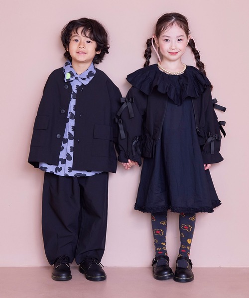 MARKEY'S（マーキーズ）の「ソデラインノーカラージャケット/セットアップ可（ノーカラージャケット・キッズ・ベージュ/ブラック・150/140/130/120/110/100/90）」の18枚目の写真