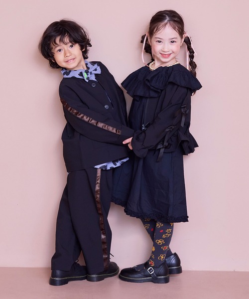 MARKEY'S（マーキーズ）の「ソデラインノーカラージャケット/セットアップ可（ノーカラージャケット・キッズ・ベージュ/ブラック・150/140/130/120/110/100/90）」の19枚目の写真