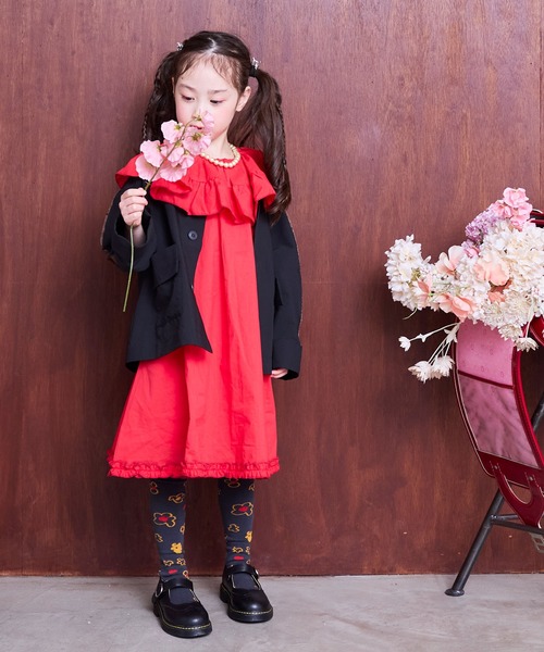 MARKEY'S（マーキーズ）の「ソデラインノーカラージャケット/セットアップ可（ノーカラージャケット・キッズ・ベージュ/ブラック・150/140/130/120/110/100/90）」の11枚目の写真