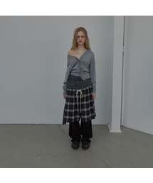 DOUBLE-LAYER WAVY CARDIGAN (MELANGE GREY)