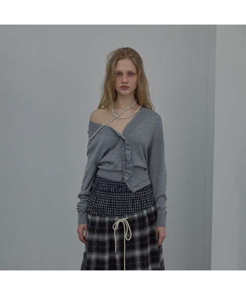 LCDC TM（エルシーディーシーティーエム）の「DOUBLE-LAYER WAVY CARDIGAN (MELANGE GREY)（カーディガン/ボレロ・レディース・その他・OS）」の5枚目の写真