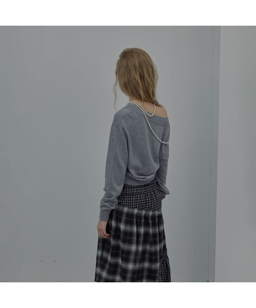 LCDC TM（エルシーディーシーティーエム）の「DOUBLE-LAYER WAVY CARDIGAN (MELANGE GREY)（カーディガン/ボレロ・レディース・その他・OS）」の6枚目の写真