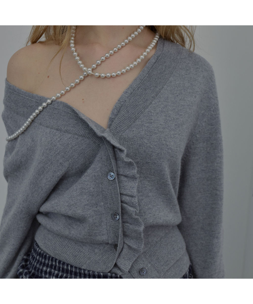 LCDC TM（エルシーディーシーティーエム）の「DOUBLE-LAYER WAVY CARDIGAN (MELANGE GREY)（カーディガン/ボレロ・レディース・その他・OS）」の8枚目の写真