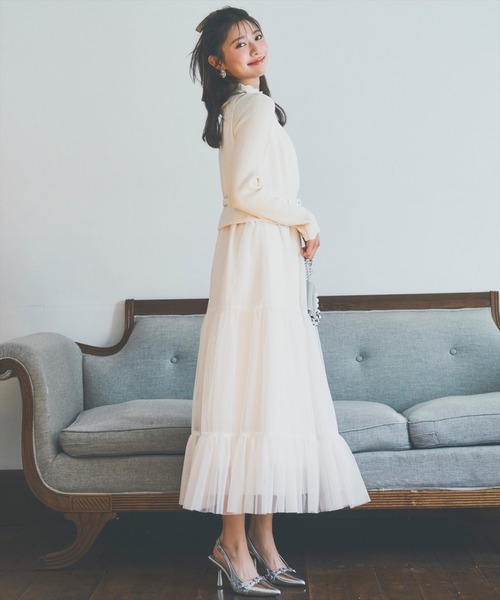 ツイード×チュールドッキングワンピース（ワンピース）｜AND COUTURE