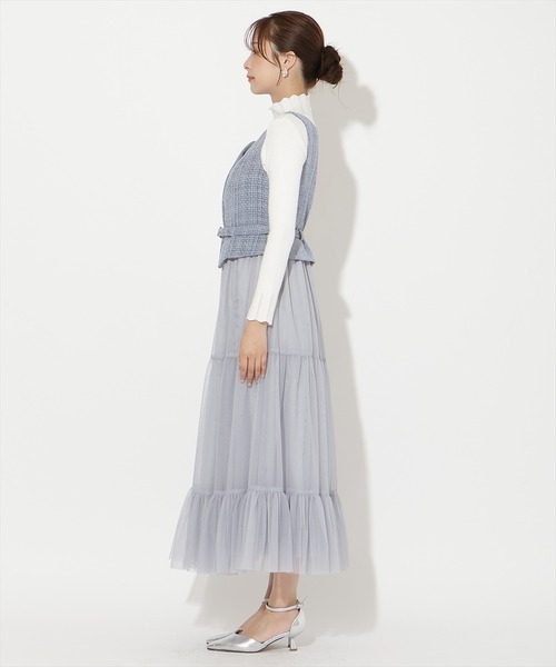 AND COUTURE(アンドクチュール)の「ツイード×チュールドッキングワンピース(ワンピース・レディース・ネイビー/ブルー/オフホワイト・FREE)」の19枚目の写真