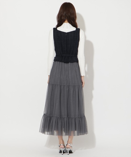 AND COUTURE(アンドクチュール)の「ツイード×チュールドッキングワンピース(ワンピース・レディース・ネイビー/ブルー/オフホワイト・FREE)」の15枚目の写真