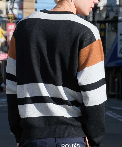 Felt-Maglietta（フェルトマリエッタ）の「[ROUXDI PERFE ルゥディパフィー]カラーブロック復刻デザインニット（ニット/セーター・メンズ・パープル/ブラウン・X-LARGE/LARGE/MEDIUM）」の7枚目の写真