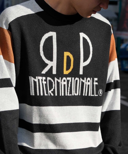 Felt-Maglietta（フェルトマリエッタ）の「[ROUXDI PERFE ルゥディパフィー]カラーブロック復刻デザインニット（ニット/セーター・メンズ・パープル/ブラウン・X-LARGE/LARGE/MEDIUM）」の8枚目の写真