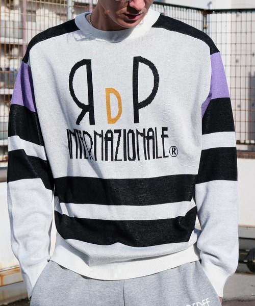 Felt-Maglietta（フェルトマリエッタ）の「[ROUXDI PERFE ルゥディパフィー]カラーブロック復刻デザインニット（ニット/セーター・メンズ・パープル/ブラウン・X-LARGE/LARGE/MEDIUM）」の13枚目の写真