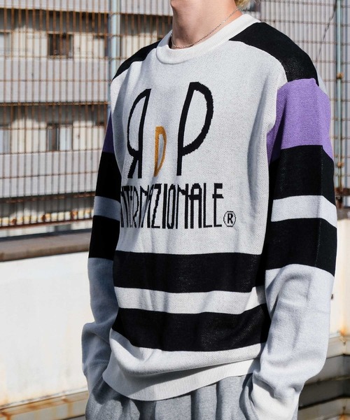 Felt-Maglietta（フェルトマリエッタ）の「[ROUXDI PERFE ルゥディパフィー]カラーブロック復刻デザインニット（ニット/セーター・メンズ・パープル/ブラウン・X-LARGE/LARGE/MEDIUM）」の14枚目の写真