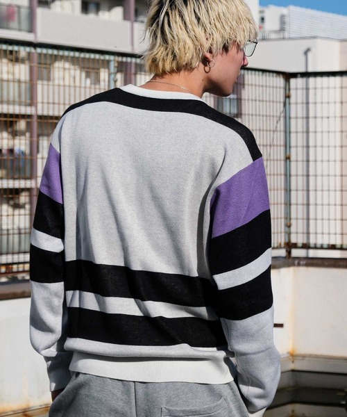 Felt-Maglietta（フェルトマリエッタ）の「[ROUXDI PERFE ルゥディパフィー]カラーブロック復刻デザインニット（ニット/セーター・メンズ・パープル/ブラウン・X-LARGE/LARGE/MEDIUM）」の15枚目の写真