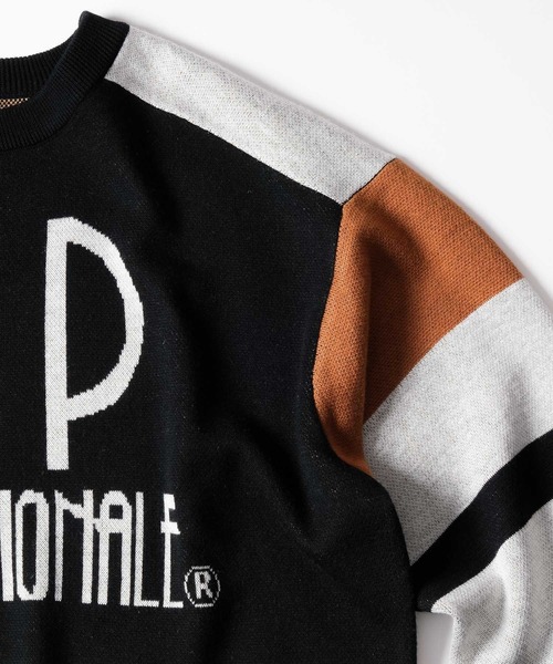 Felt-Maglietta（フェルトマリエッタ）の「[ROUXDI PERFE ルゥディパフィー]カラーブロック復刻デザインニット（ニット/セーター・メンズ・パープル/ブラウン・X-LARGE/LARGE/MEDIUM）」の22枚目の写真