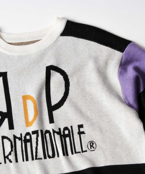 Felt-Maglietta（フェルトマリエッタ）の「[ROUXDI PERFE ルゥディパフィー]カラーブロック復刻デザインニット（ニット/セーター・メンズ・パープル/ブラウン・X-LARGE/LARGE/MEDIUM）」の3枚目の写真