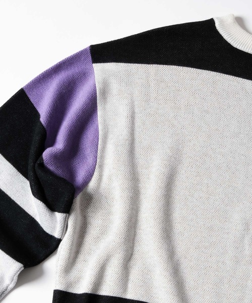 Felt-Maglietta（フェルトマリエッタ）の「[ROUXDI PERFE ルゥディパフィー]カラーブロック復刻デザインニット（ニット/セーター・メンズ・パープル/ブラウン・X-LARGE/LARGE/MEDIUM）」の4枚目の写真