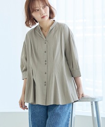 LAVEANGE | 【好機能シリーズ】UVカット・接触冷感・速乾|タックチュニックブラウス|美シルエット/オフィスカジュアル/きれいめ/体型カバー(シャツ/ブラウス)