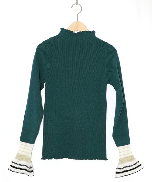 iS ScoLar（イズスカラー）の「ニット×シアー袖切替ロンT（Tシャツ/カットソー・レディース・杢グレー/ブラック/グリーン・M）」の3枚目の写真