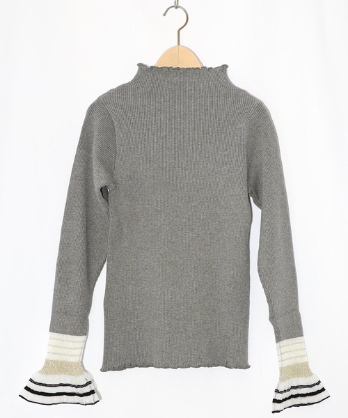 iS ScoLar（イズスカラー）の「ニット×シアー袖切替ロンT（Tシャツ/カットソー・レディース・杢グレー/ブラック/グリーン・M）」の10枚目の写真