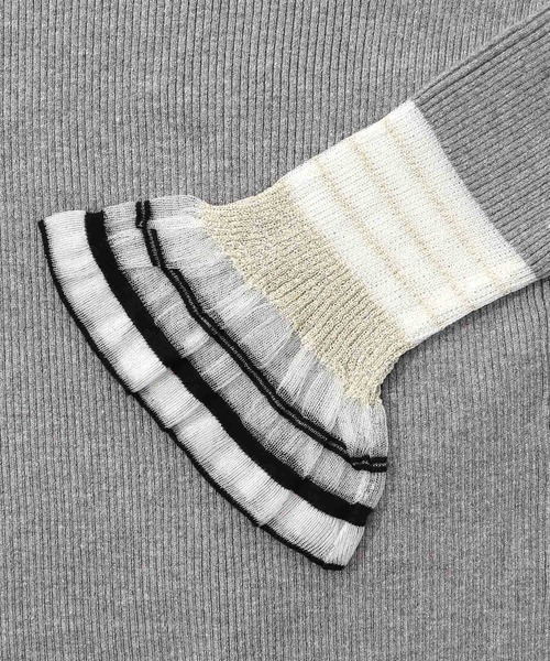 iS ScoLar（イズスカラー）の「ニット×シアー袖切替ロンT（Tシャツ/カットソー・レディース・杢グレー/ブラック/グリーン・M）」の11枚目の写真