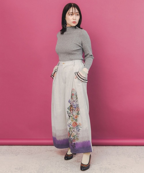 iS ScoLar（イズスカラー）の「ニット×シアー袖切替ロンT（Tシャツ/カットソー・レディース・杢グレー/ブラック/グリーン・M）」の4枚目の写真