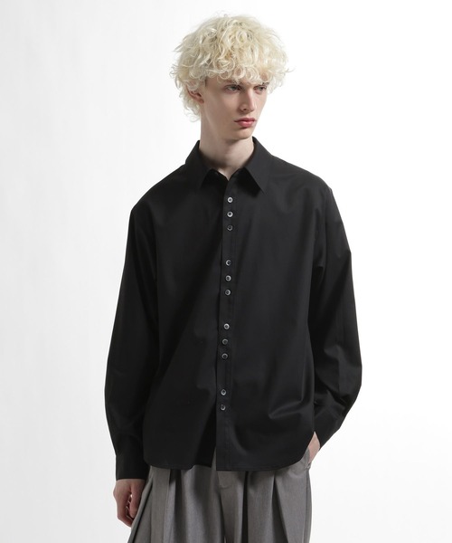 HARE（ハレ）の「ボタンデザインブロードシャツ(HARE)（シャツ/ブラウス・メンズ・グレー/サックスブルー/ブラック・FREE）」の2枚目の写真