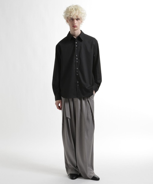 HARE（ハレ）の「ボタンデザインブロードシャツ(HARE)（シャツ/ブラウス・メンズ・グレー/サックスブルー/ブラック・FREE）」の8枚目の写真