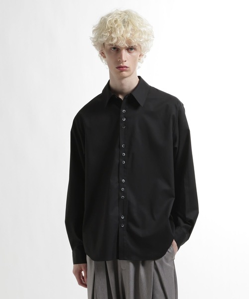 HARE（ハレ）の「ボタンデザインブロードシャツ(HARE)（シャツ/ブラウス・メンズ・グレー/サックスブルー/ブラック・FREE）」の14枚目の写真