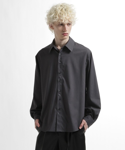 HARE（ハレ）の「ボタンデザインブロードシャツ(HARE)（シャツ/ブラウス・メンズ・グレー/サックスブルー/ブラック・FREE）」の15枚目の写真