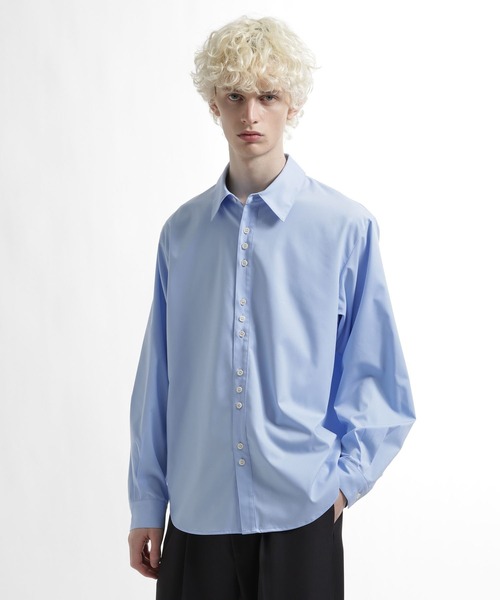 HARE（ハレ）の「ボタンデザインブロードシャツ(HARE)（シャツ/ブラウス・メンズ・グレー/サックスブルー/ブラック・FREE）」の18枚目の写真