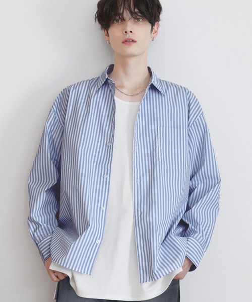 LILL(リル)の「コットンタッチイージーケアブロードレギュラーシャツ(シャツ/ブラウス・メンズ・ブルー系/チャコールグレー/ホワイト/サックスブルー・XL/L/M/S)」の4枚目の写真