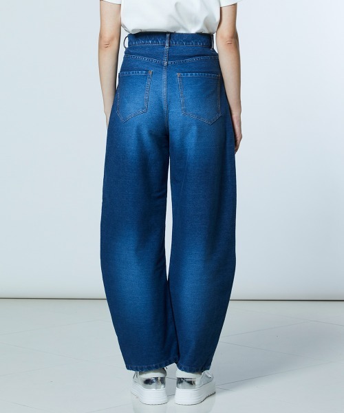 DOUBLE STANDARD CLOTHING（ダブルスタンダードクロージング）の「ユーズド加工 ニットデニムパンツ（デニムパンツ・レディース・インディゴブルー・34/36/38）」の4枚目の写真