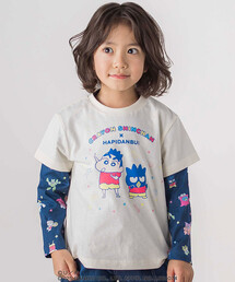 SLAP SLIP | 【原作クレヨンしんちゃん×はぴだんぶい×SLAPSLIP】フロントプリント半袖Tシャツ+総柄長袖Tシャツ2点セット(80~120cm)(Tシャツ/カットソー)