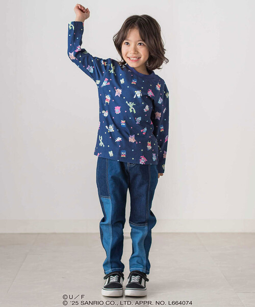 SLAP SLIP（スラップスリップ）の「【原作クレヨンしんちゃん×はぴだんぶい×SLAPSLIP】フロントプリント半袖Tシャツ+総柄長袖Tシャツ2点セット(80~120cm)（Tシャツ/カットソー・キッズ・ブルー/オフホワイト・120cm/110cm/80ｃｍ/90cm/100cm）」の5枚目の写真