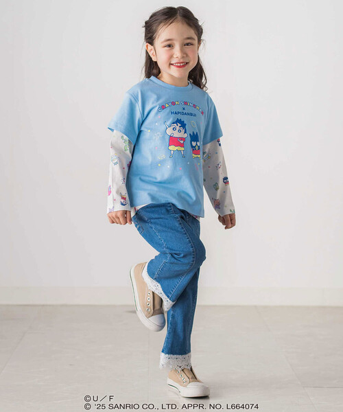SLAP SLIP（スラップスリップ）の「【原作クレヨンしんちゃん×はぴだんぶい×SLAPSLIP】フロントプリント半袖Tシャツ+総柄長袖Tシャツ2点セット(80~120cm)（Tシャツ/カットソー・キッズ・ブルー/オフホワイト・120cm/110cm/80ｃｍ/90cm/100cm）」の9枚目の写真