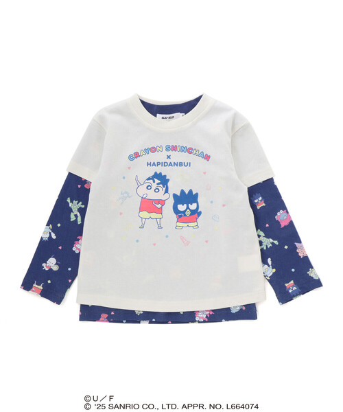 SLAP SLIP（スラップスリップ）の「【原作クレヨンしんちゃん×はぴだんぶい×SLAPSLIP】フロントプリント半袖Tシャツ+総柄長袖Tシャツ2点セット(80~120cm)（Tシャツ/カットソー・キッズ・ブルー/オフホワイト・120cm/110cm/80ｃｍ/90cm/100cm）」の12枚目の写真