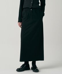 スリットバンドロングスカート-ブラック