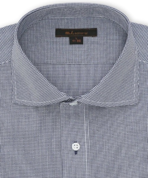 m.f.editorial（エムエフエディトリアル）の「【綿混 ノンアイロン】m.f.エディトリアル メンズ  カッタウェイ ビジネスドレス長袖シャツ（シャツ/ブラウス・メンズ・ネイビー・首回り39cm-裄丈80cm/首回り39cm-裄丈84cm/首回り41cm-裄丈82cm/首回り41cm-裄丈86cm/首回り43cm-裄丈82cm/首回り43cm-裄丈86cm/首回り37cm-裄丈80cm）」の8枚目の写真