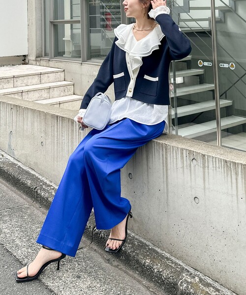 NOLLEY’S(ノーリーズ)の「ウォッシャブルラッフルカラーブラウス(シャツ/ブラウス・レディース・ネイビー/ミント/ホワイト・38)」の9枚目の写真