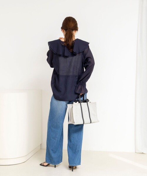 NOLLEY’S（ノーリーズ）の「ウォッシャブルラッフルカラーブラウス（シャツ/ブラウス・レディース・ネイビー/ミント/ホワイト・38）」の9枚目の写真